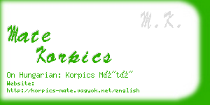 mate korpics business card